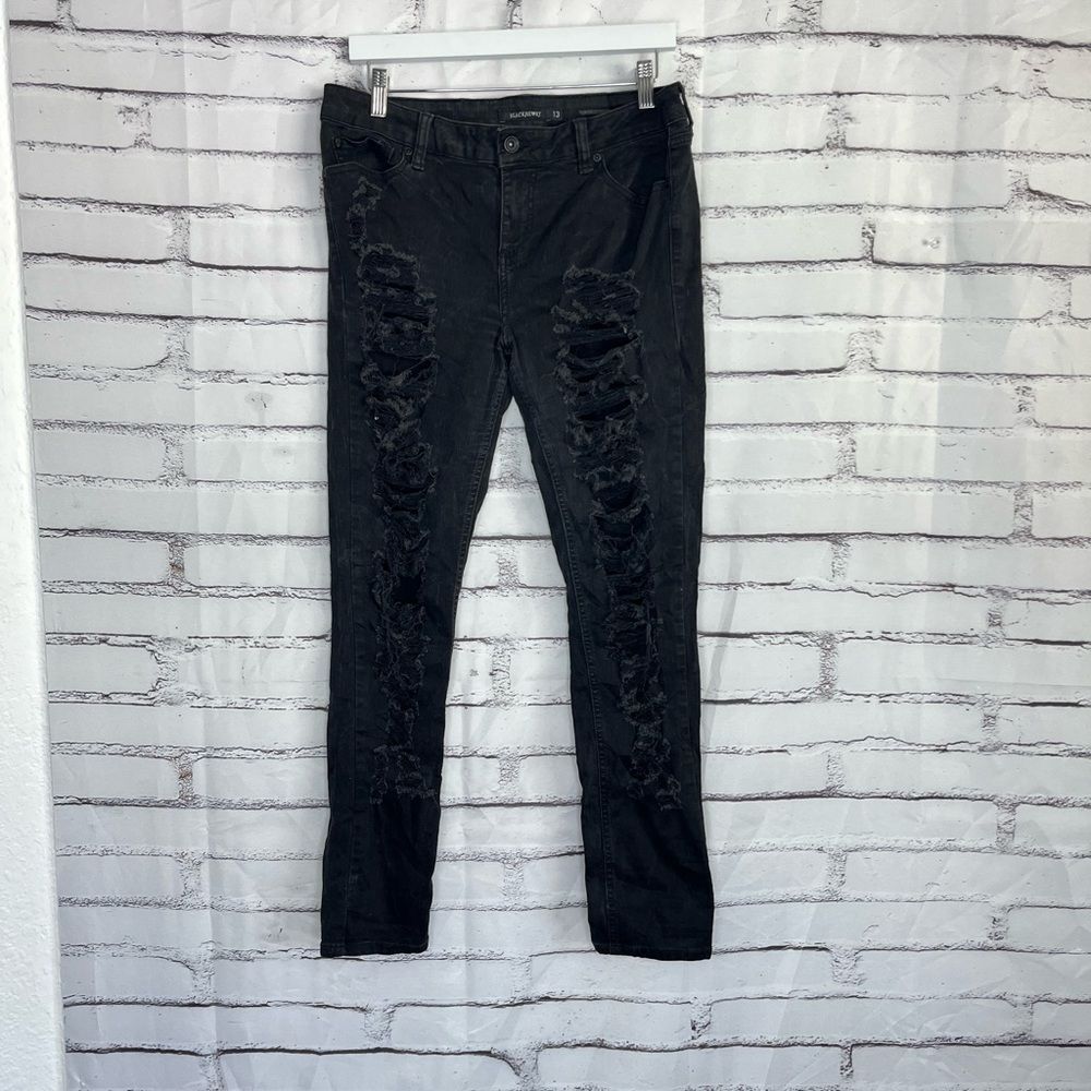 Blackheart Ripped Skinny Jeans Women’s Size 13 Black Distressed Stretch Denim